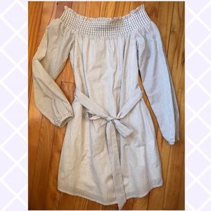 Express Off Shoulder Striped Dress